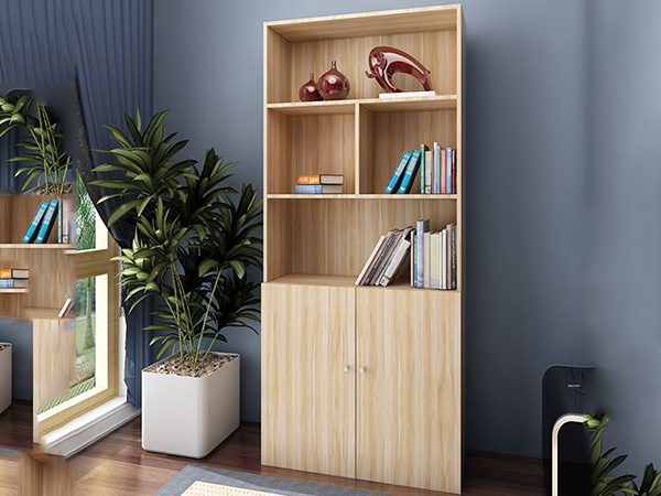 板式书柜简易书架木质对开门储物收纳柜子