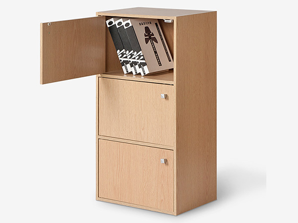 三层带门板式书柜简易层架储物收纳柜子